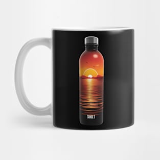 "Amber Horizons: Capturing Sunset in Glass Bottles" Mug